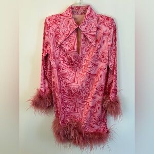 House of Sunny Pink Swirl Long Sleeve Dress